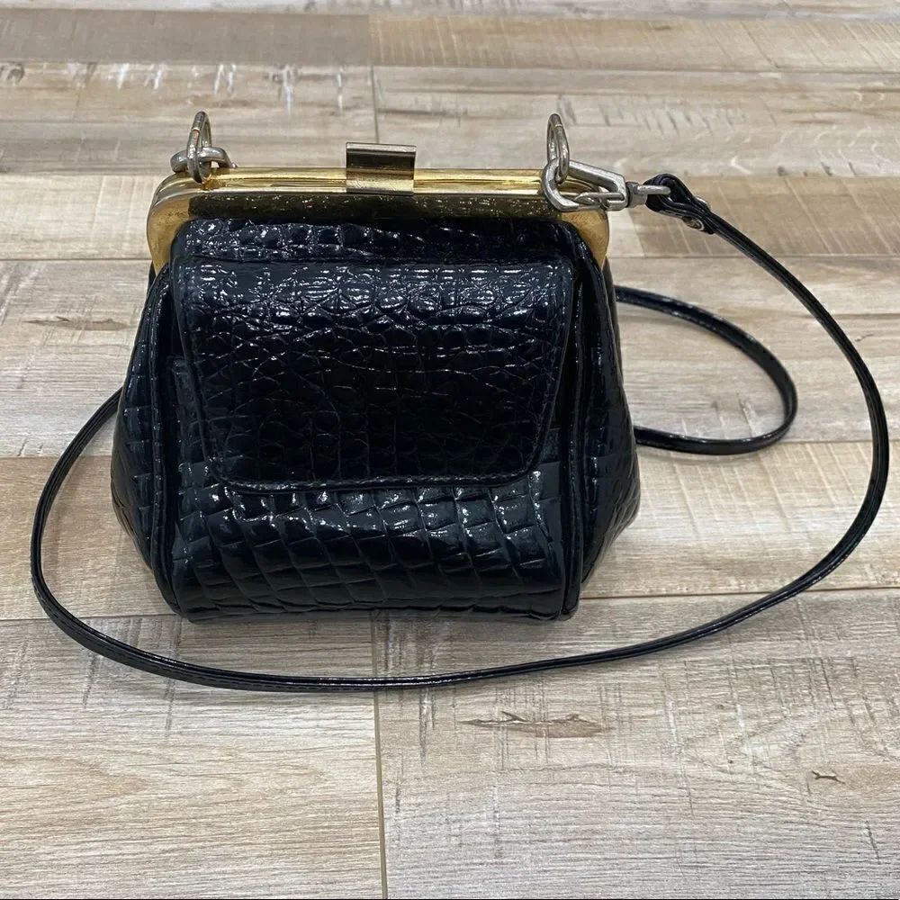 🌟 VINTAGE Faux Croc Patent Crossbody Purse Bag - Picture 2 of 9